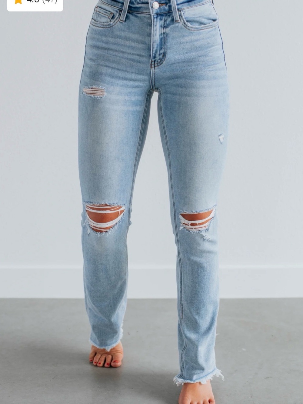 Flying Monkey Light Wash Distressed Straight Jeans
